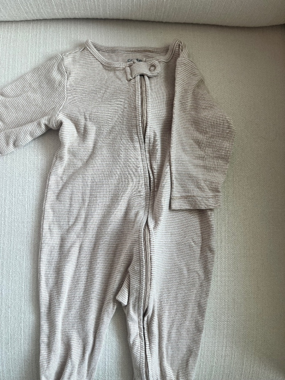 Carters Tan and Cream Stripe Footie